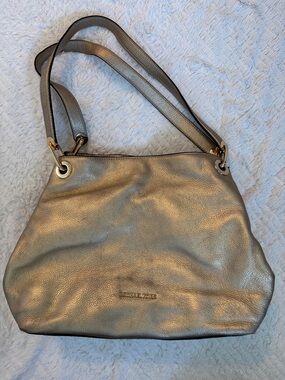 Michael Kors Gold Pebbled Leather Shoulder Bag